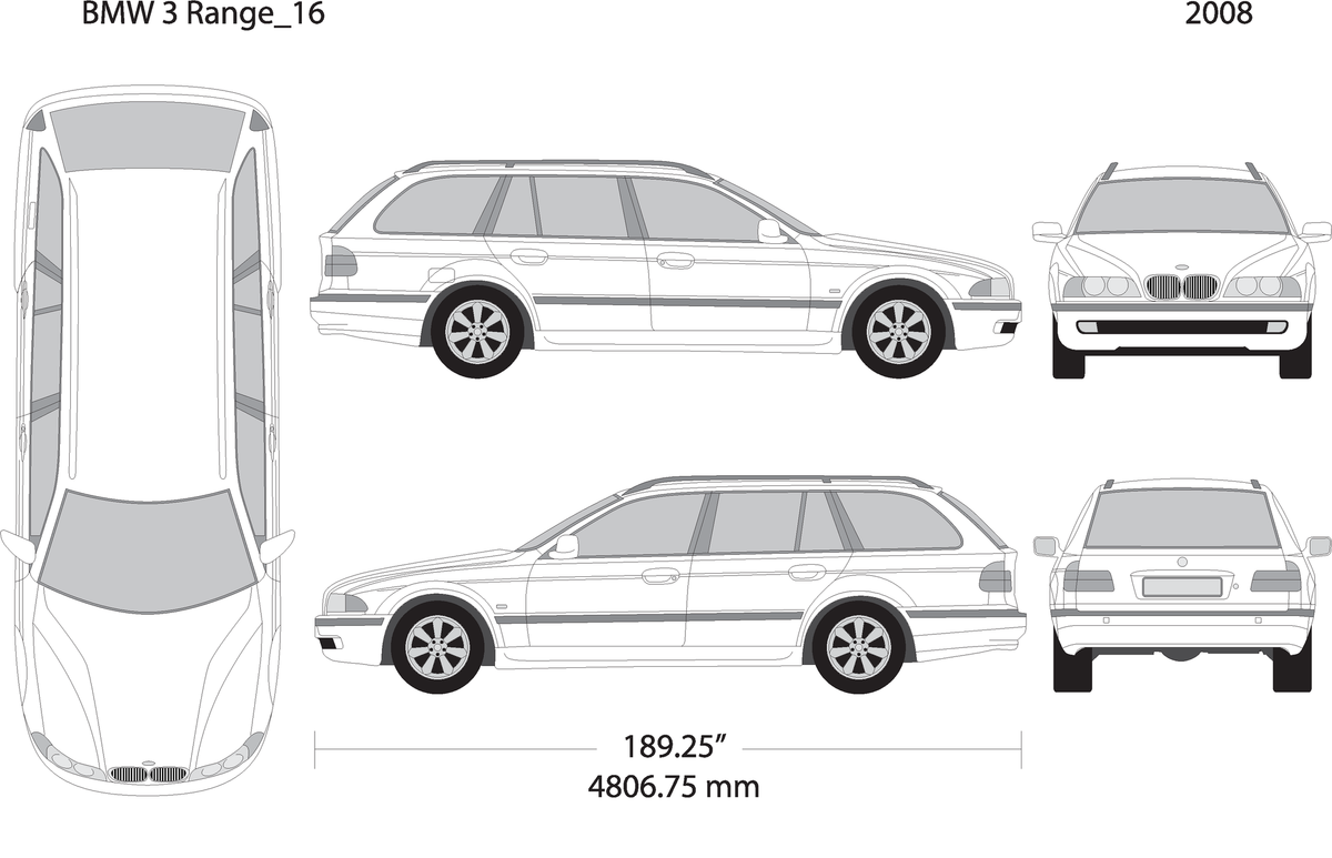 2008 Bmw 5 V16 Vehicle Wrap Template