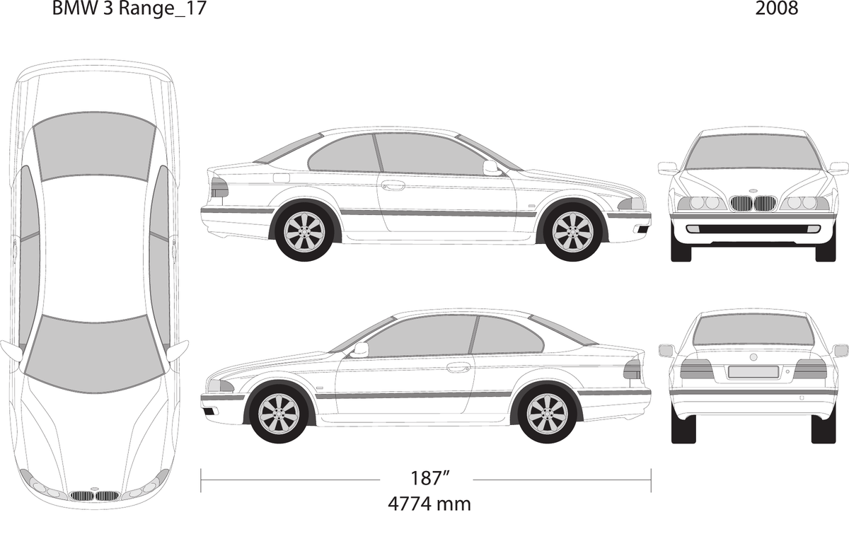 2008 BMW 5 vector wrap template V17, Design-Ready PDF - GravBase