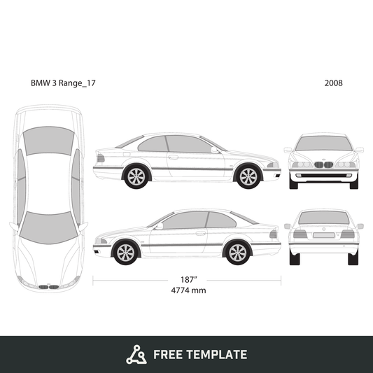 2008 BMW 5 free vector vehicle wrap template - GravBase