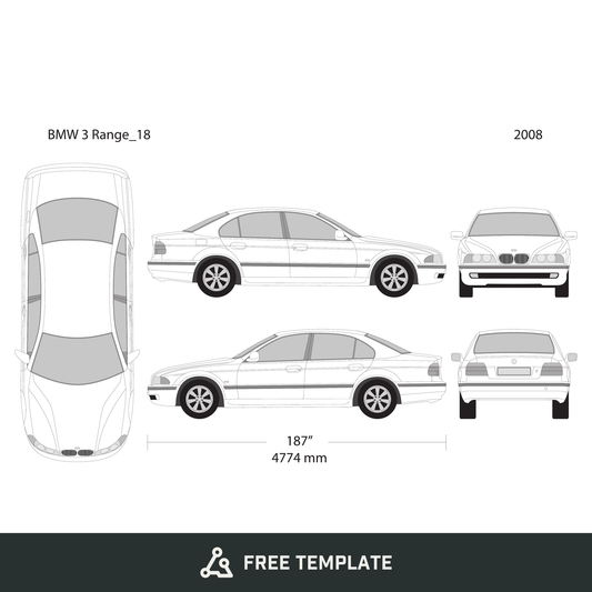 2008 BMW 5 free vector vehicle wrap template - GravBase