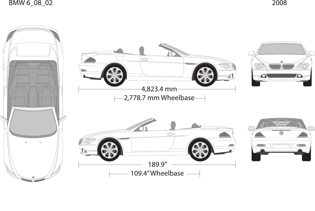 2008 BMW 6 Convertible vector wrap template, Design-Ready PDF - GravBase