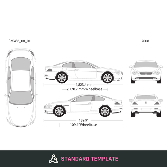 2008 BMW 6 Coupe vector wrap template, Design-Ready PDF - GravBase