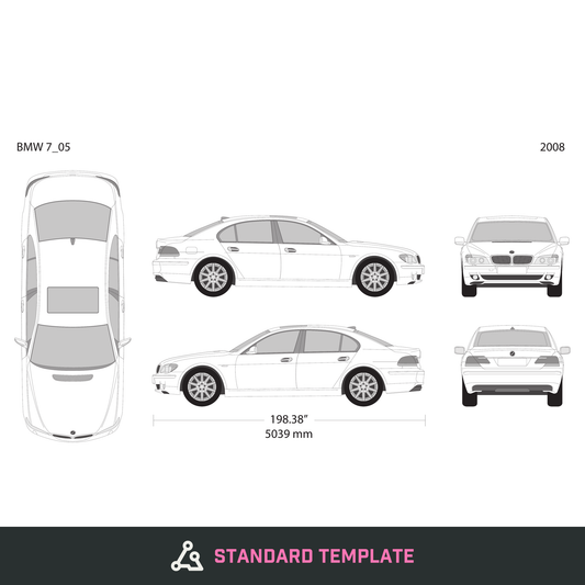 2008 BMW 7 vector wrap template, Design-Ready PDF - GravBase