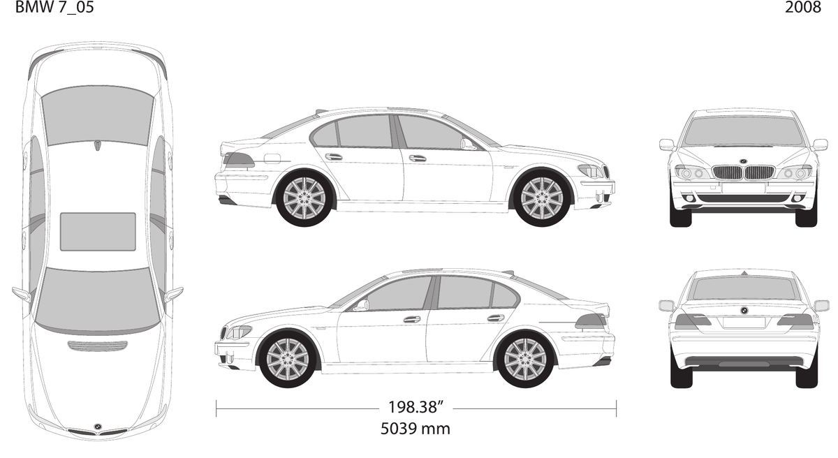 2008 BMW 7 vector wrap template, Design-Ready PDF - GravBase