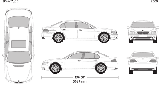 2008 BMW 7 vector wrap template, Design-Ready PDF - GravBase