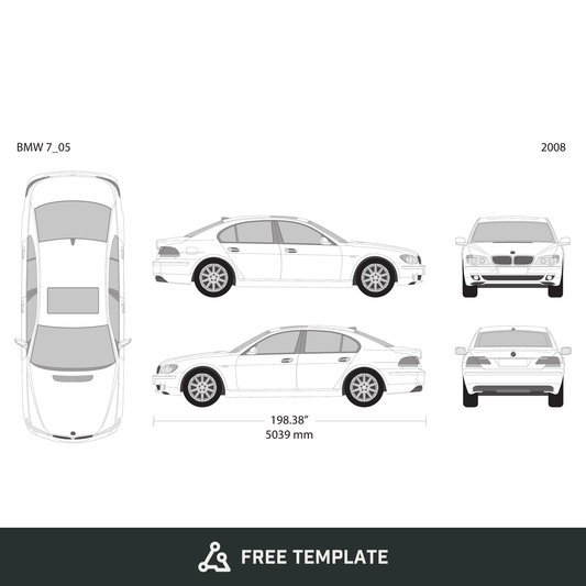 2008 BMW 7 free vector vehicle wrap template - GravBase