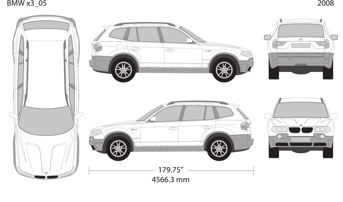 2008 BMW X3 vector wrap template, Design-Ready PDF - GravBase