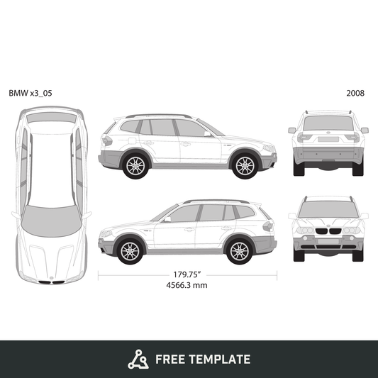 2008 BMW X3 free vector vehicle wrap template - GravBase
