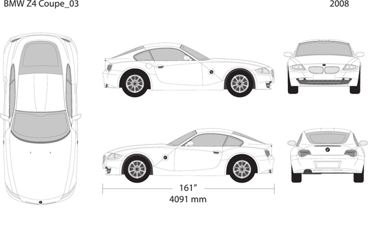 2008 BMW Z4 free vector vehicle wrap template - GravBase