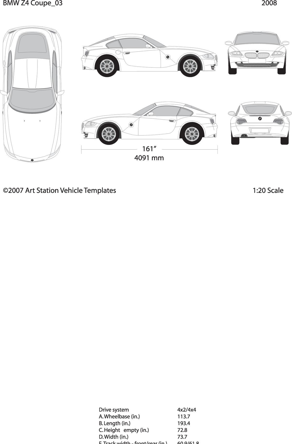 2008 Bmw Z4 V03 Vehicle Wrap Template