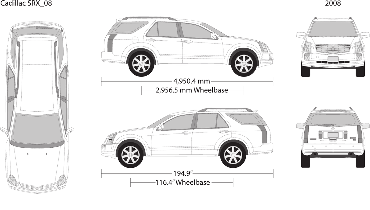 2008 Cadillac SRX vector wrap template, Design-Ready PDF - GravBase