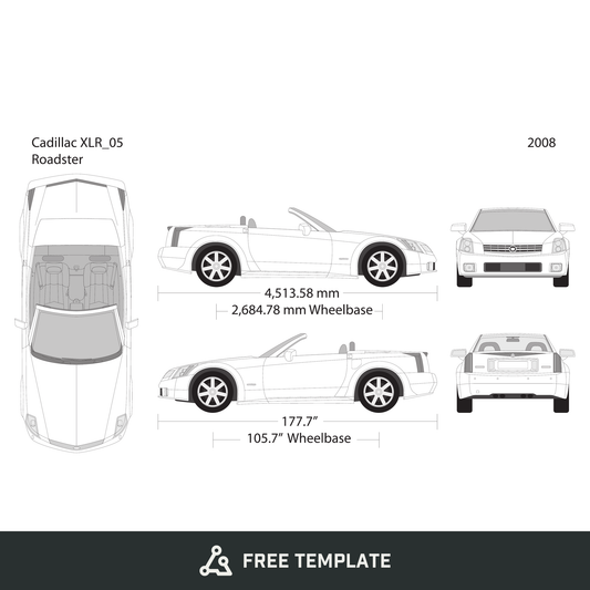 2008 Cadillac XLR Roadster free vector vehicle wrap template - GravBase