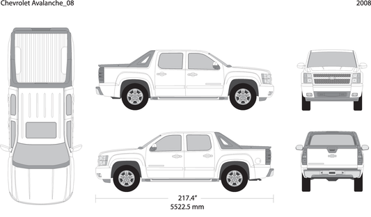 2008 Chevy Avalanche V01 Vehicle Wrap Template