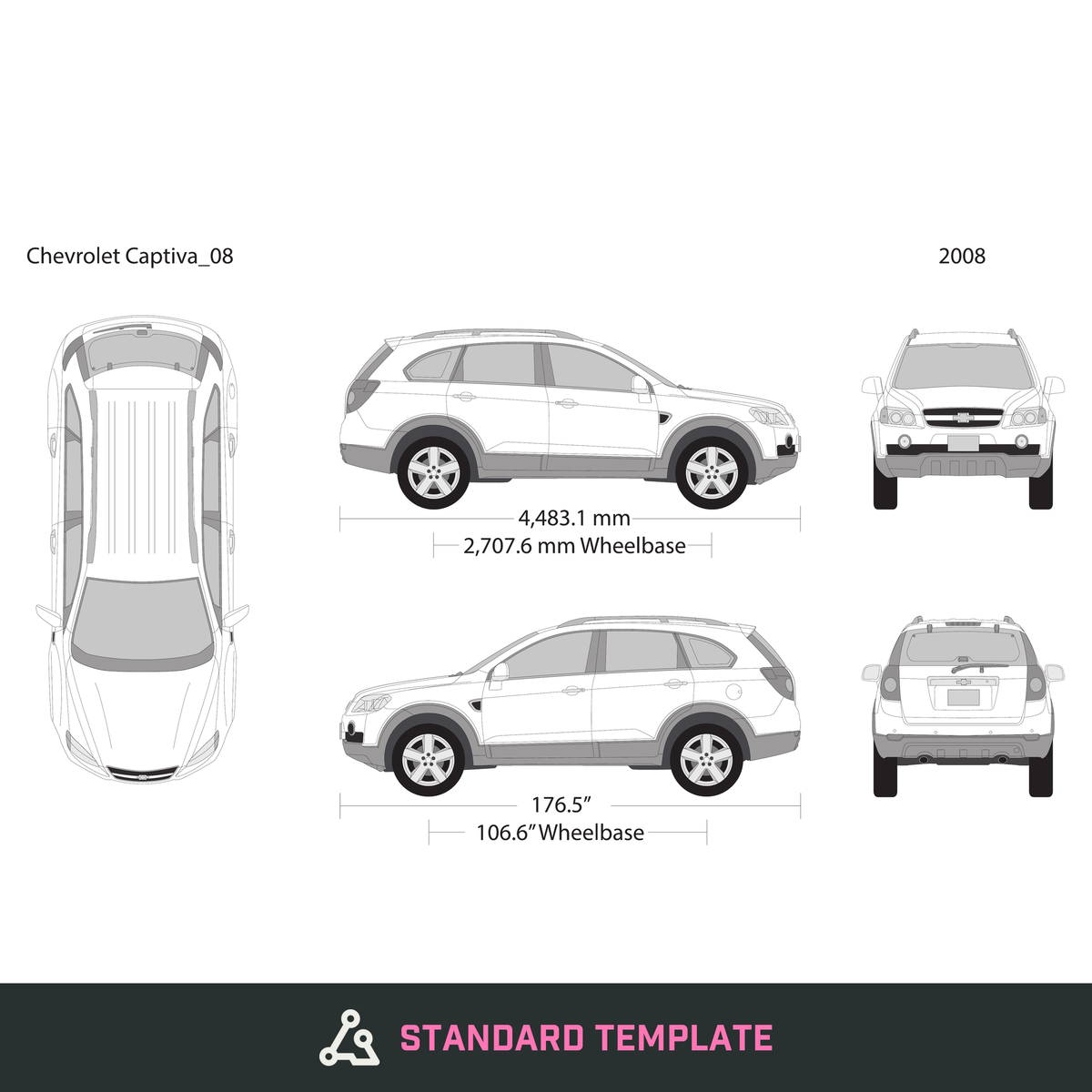 2008 Chevy Captiva vector wrap template, Design-Ready PDF - GravBase
