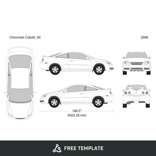 2008 Chevy Cobalt free vector vehicle wrap template - GravBase