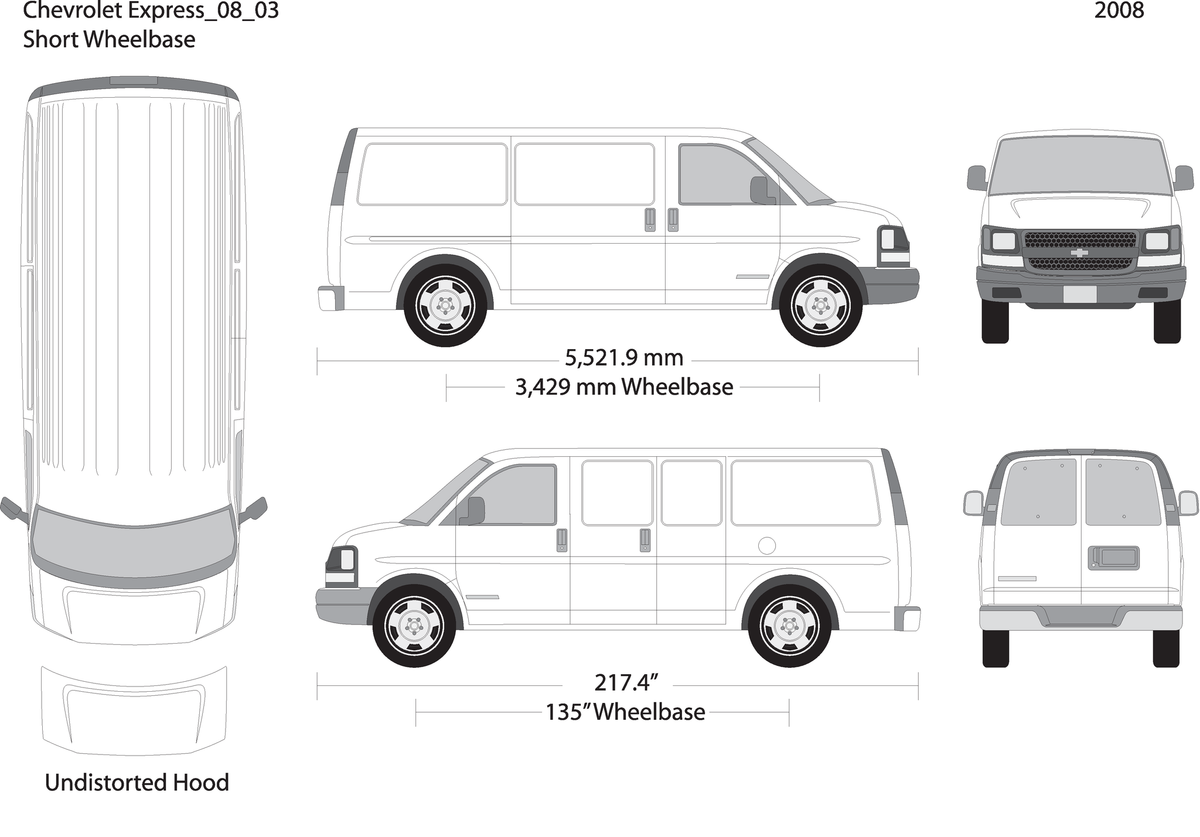 2008 Chevy Express V03 Vehicle Wrap Template