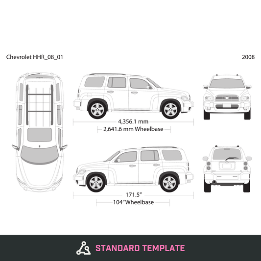 2008 Chevy HHR vector wrap template V01, Design-Ready PDF - GravBase