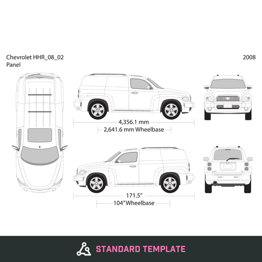 2008 Chevy HHR vector wrap template V02, Design-Ready PDF - GravBase
