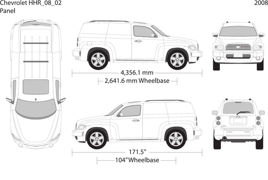 2008 Chevy HHR vector wrap template V02, Design-Ready PDF - GravBase