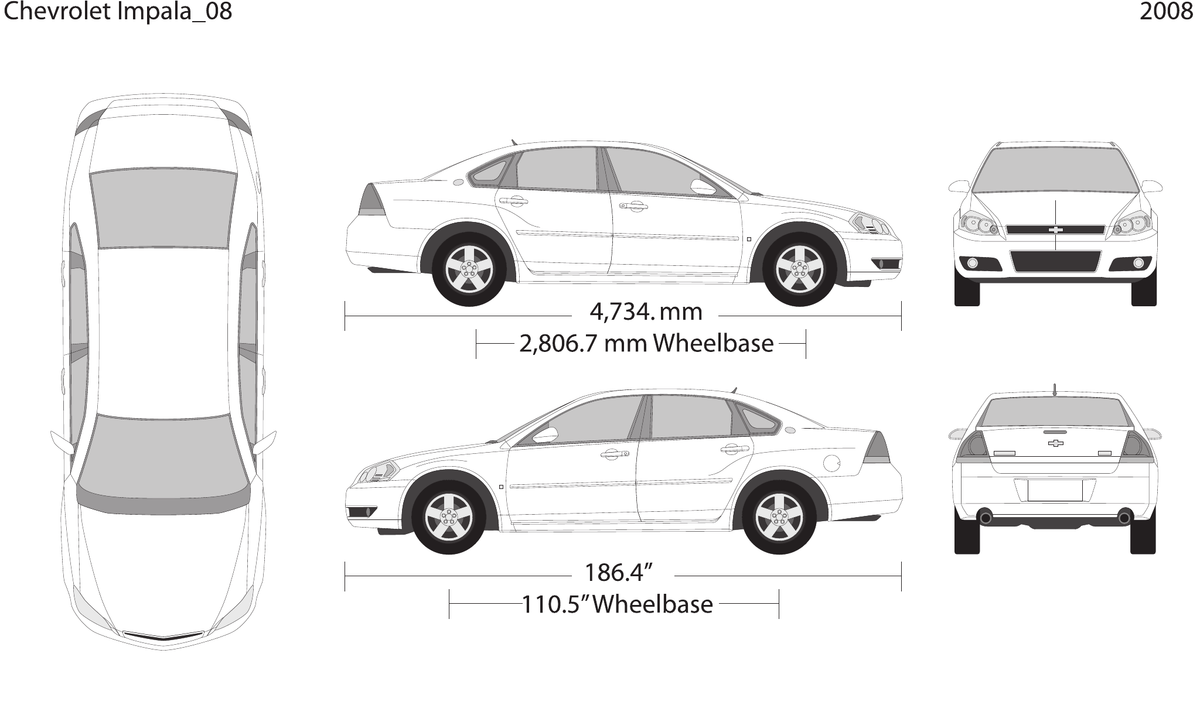 2008 Chevy Impala vector wrap template, Design-Ready PDF - GravBase