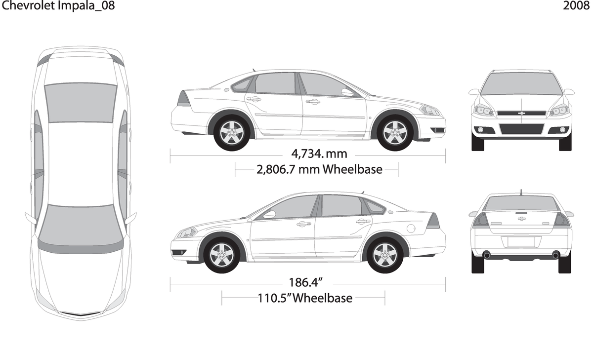 2008 Chevy Impala V08 Vehicle Wrap Template
