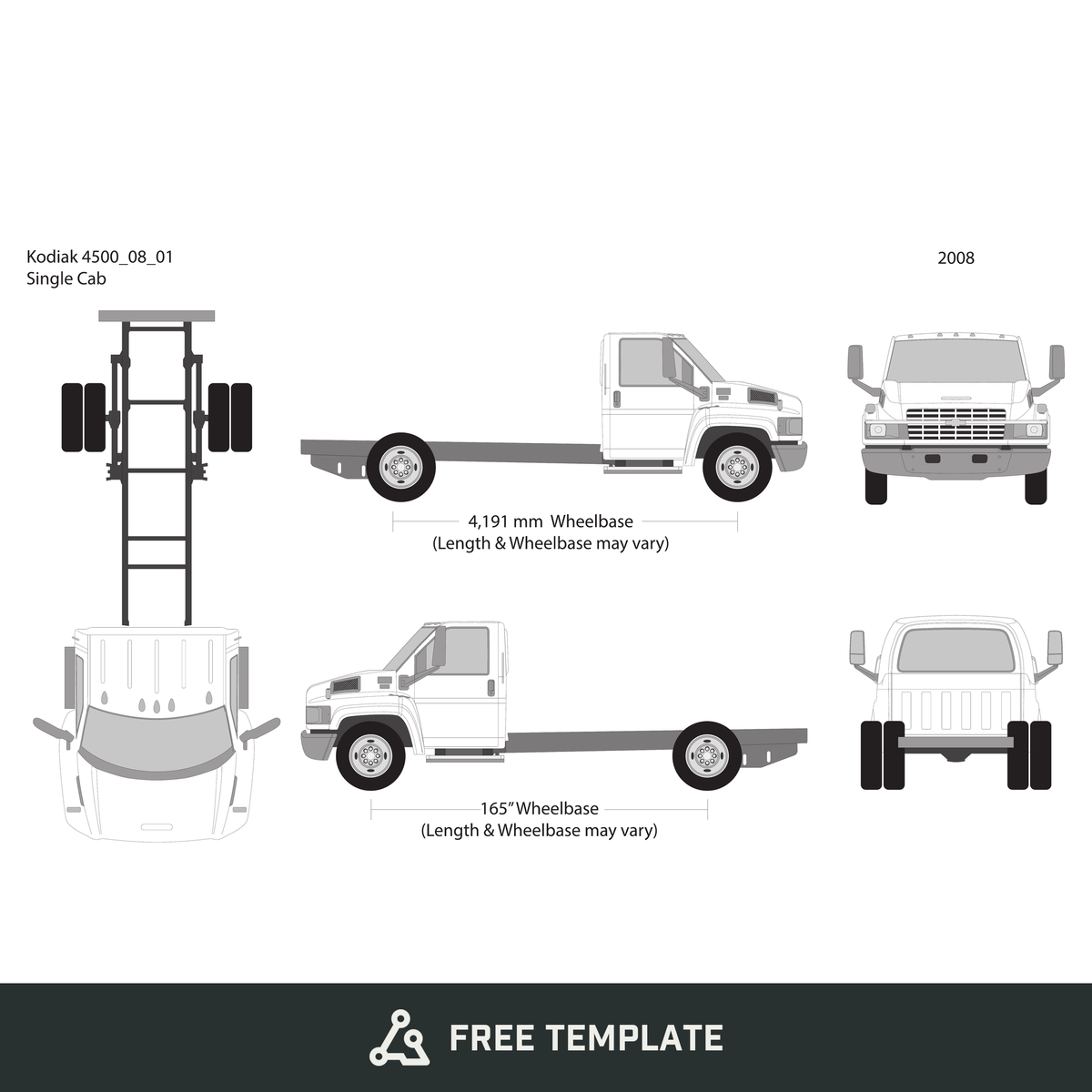 2008 Chevy Kodiak 4500 free vector vehicle wrap template - GravBase