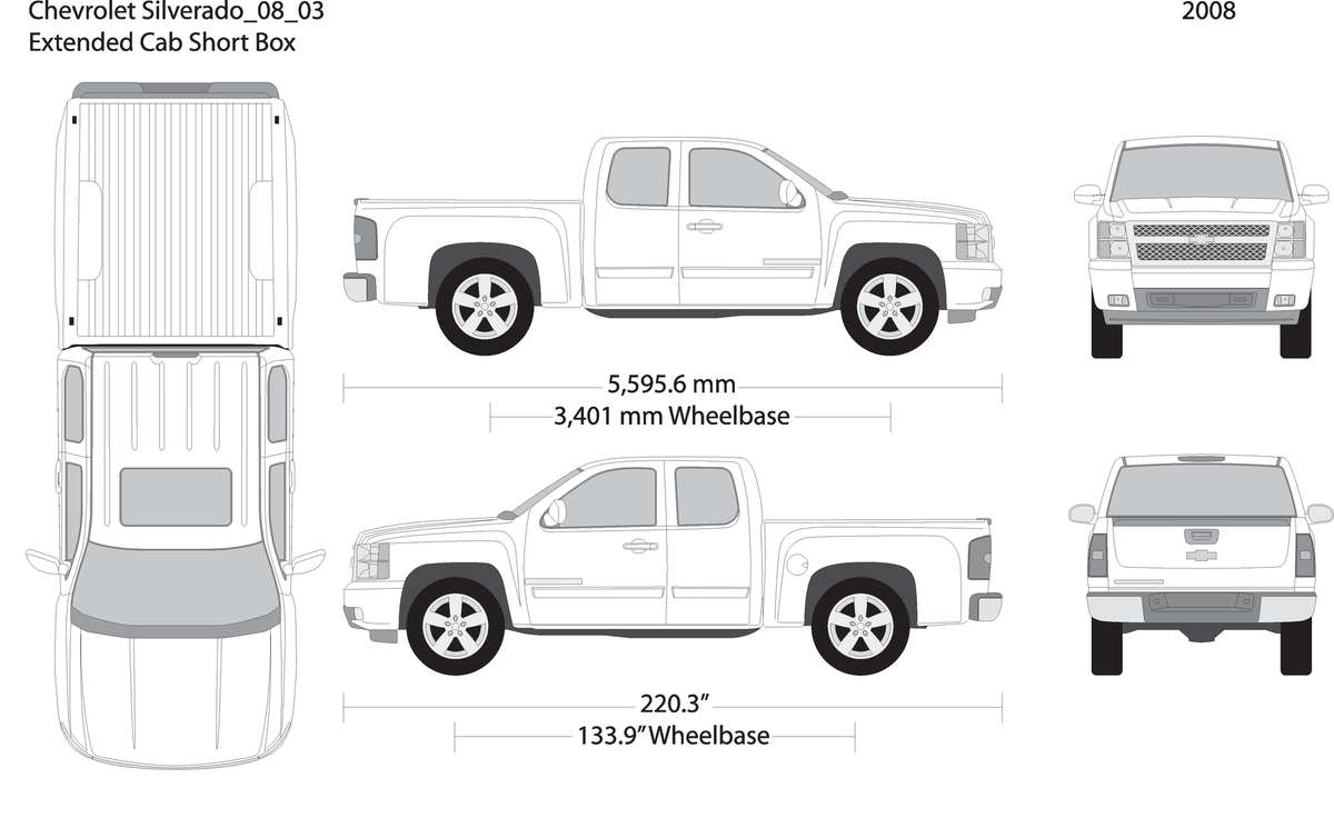 2008 Chevy Silverado 1500 V03 Vehicle Wrap Template
