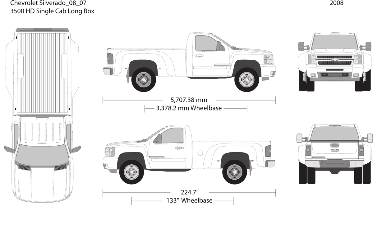 2008 Chevy Silverado 2500-3500 HD vector wrap template V07, Design-Ready PDF - GravBase