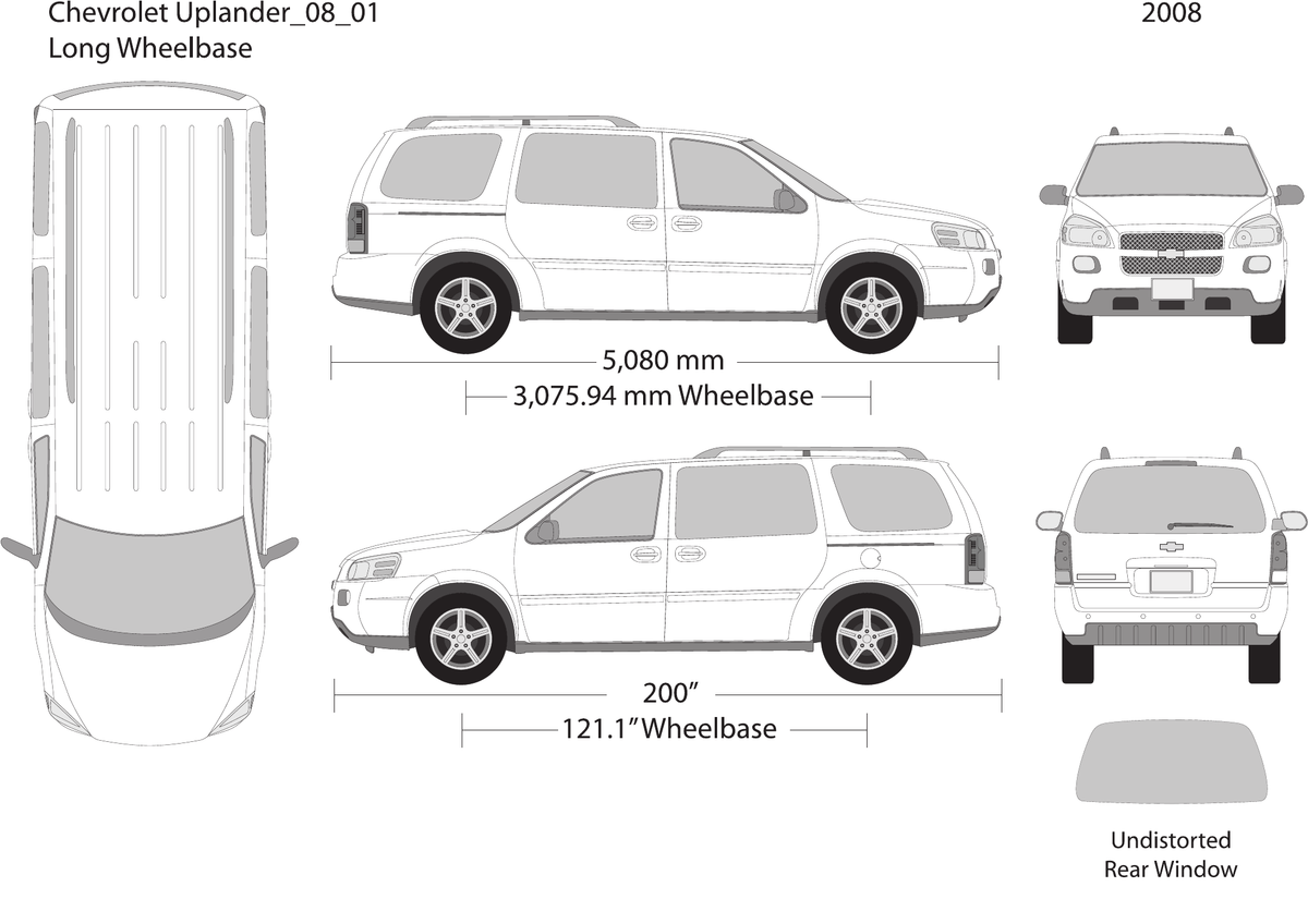 2008 Chevy Uplander vector wrap template V01, Design-Ready PDF - GravBase