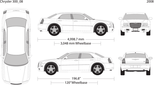 2008 Chrysler 300 vector wrap template, Design-Ready PDF - GravBase