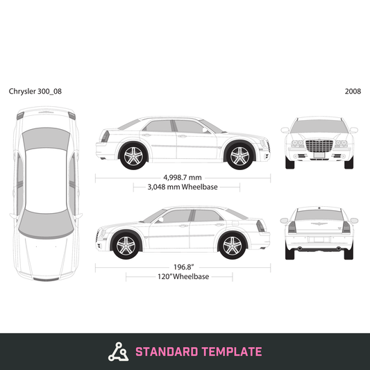 2008 Chrysler 300 vector wrap template, Design-Ready PDF - GravBase