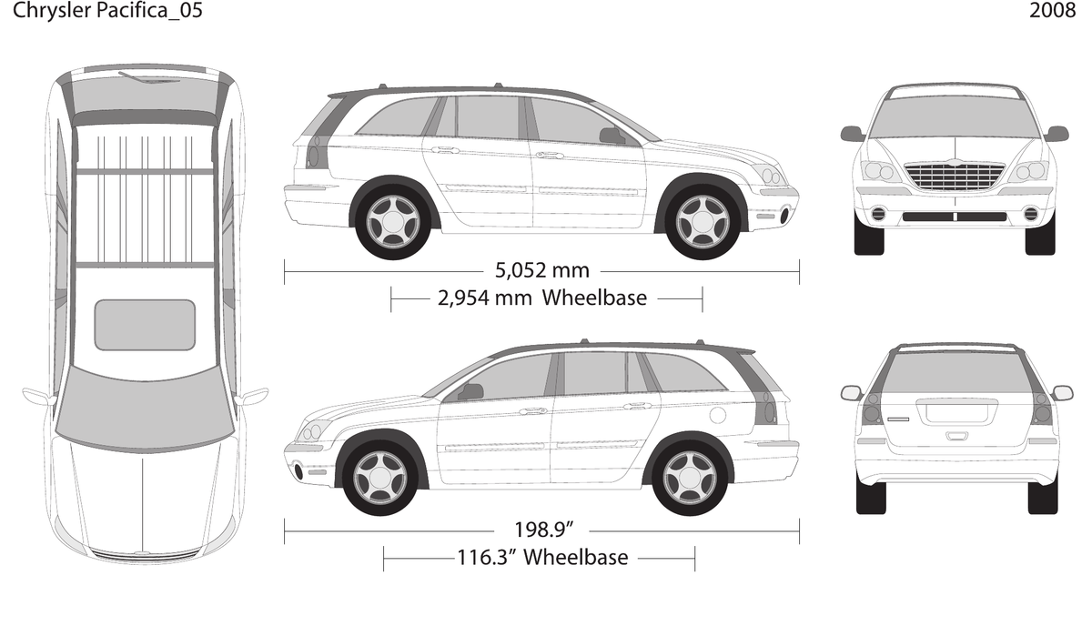 2008 Chrysler Pacifica vector wrap template, Design-Ready PDF - GravBase