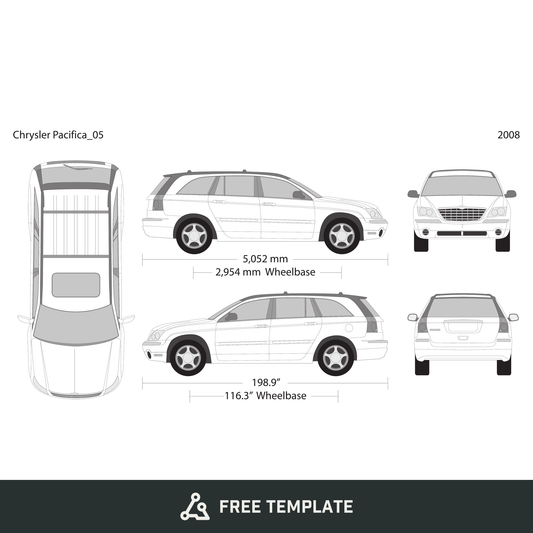 2008 Chrysler Pacifica free vector vehicle wrap template - GravBase