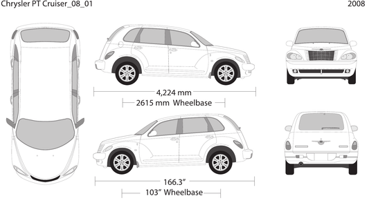 2008 Chrysler PT Cruiser vector wrap template, Design-Ready PDF - GravBase