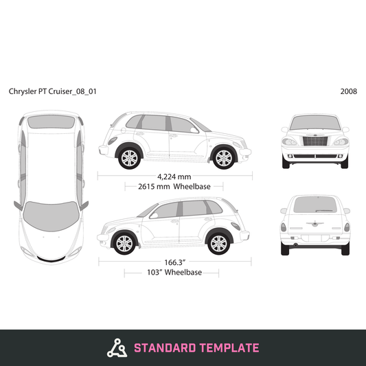 2008 Chrysler PT Cruiser vector wrap template, Design-Ready PDF - GravBase