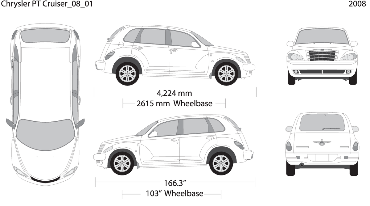 2008 Chrysler Pt Cruiser V01 Vehicle Wrap Template