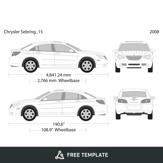 2008 Chrysler Sebring free vector vehicle wrap template - GravBase