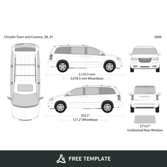 2008 Chrysler Town And Country free vector vehicle wrap template - GravBase