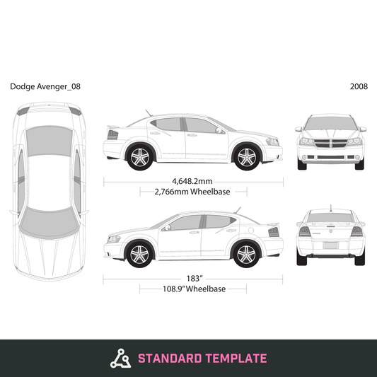 2008 Dodge Avenger vector wrap template, Design-Ready PDF - GravBase