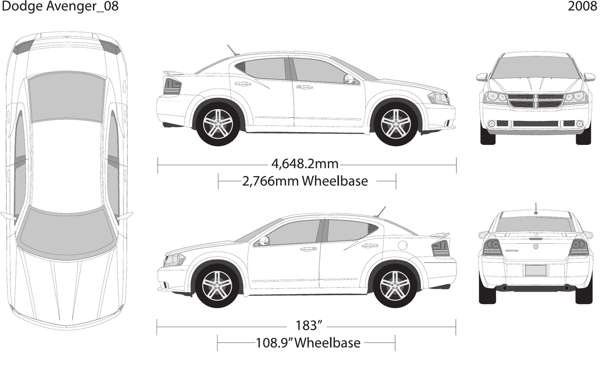 2008 Dodge Avenger vector wrap template, Design-Ready PDF - GravBase