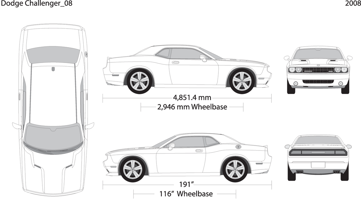 2008 Dodge Challenger V08 Vehicle Wrap Template