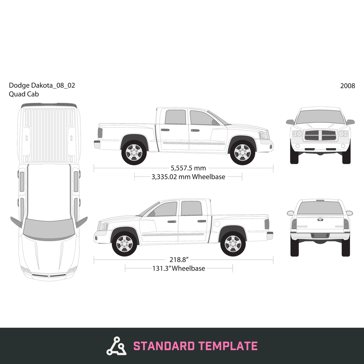 2008 Dodge Dakota vector wrap template V02, Design-Ready PDF - GravBase