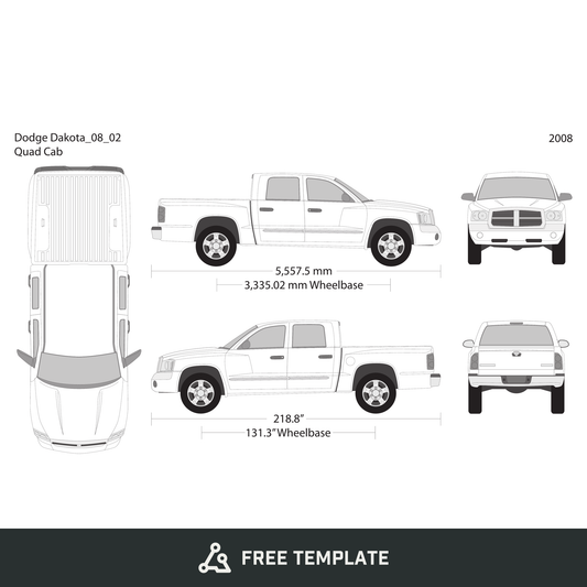 2008 Dodge Dakota free vector vehicle wrap template - GravBase