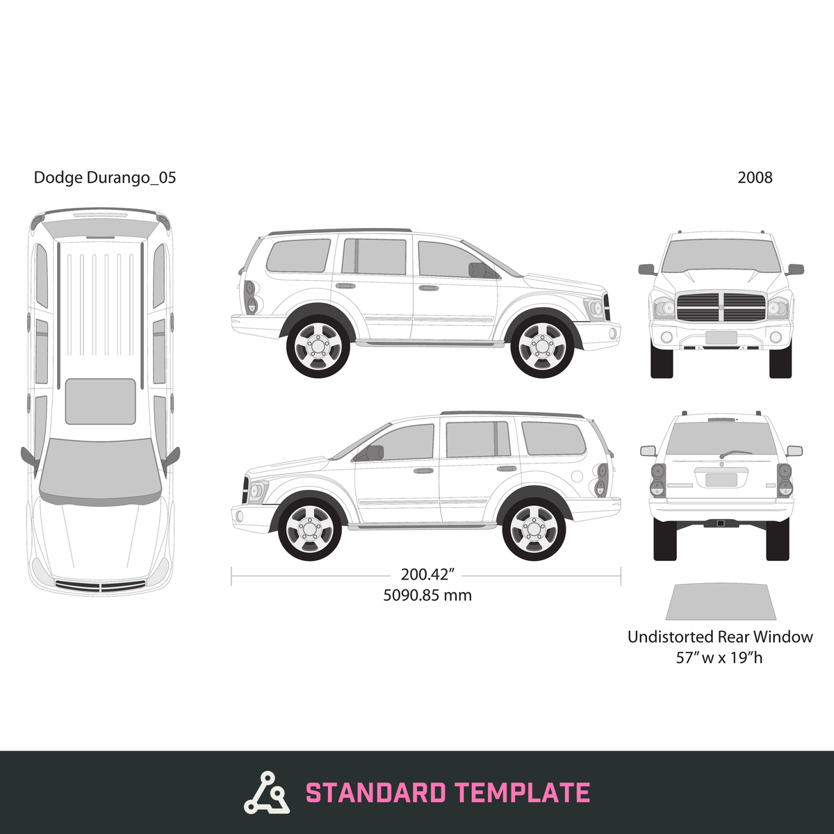 2008 Dodge Durango vector wrap template, Design-Ready PDF - GravBase