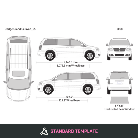 2008 Dodge Grand Caravan vector wrap template, Design-Ready PDF - GravBase