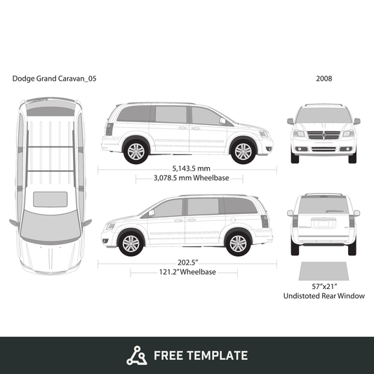 2008 Dodge Grand Caravan free vector vehicle wrap template - GravBase