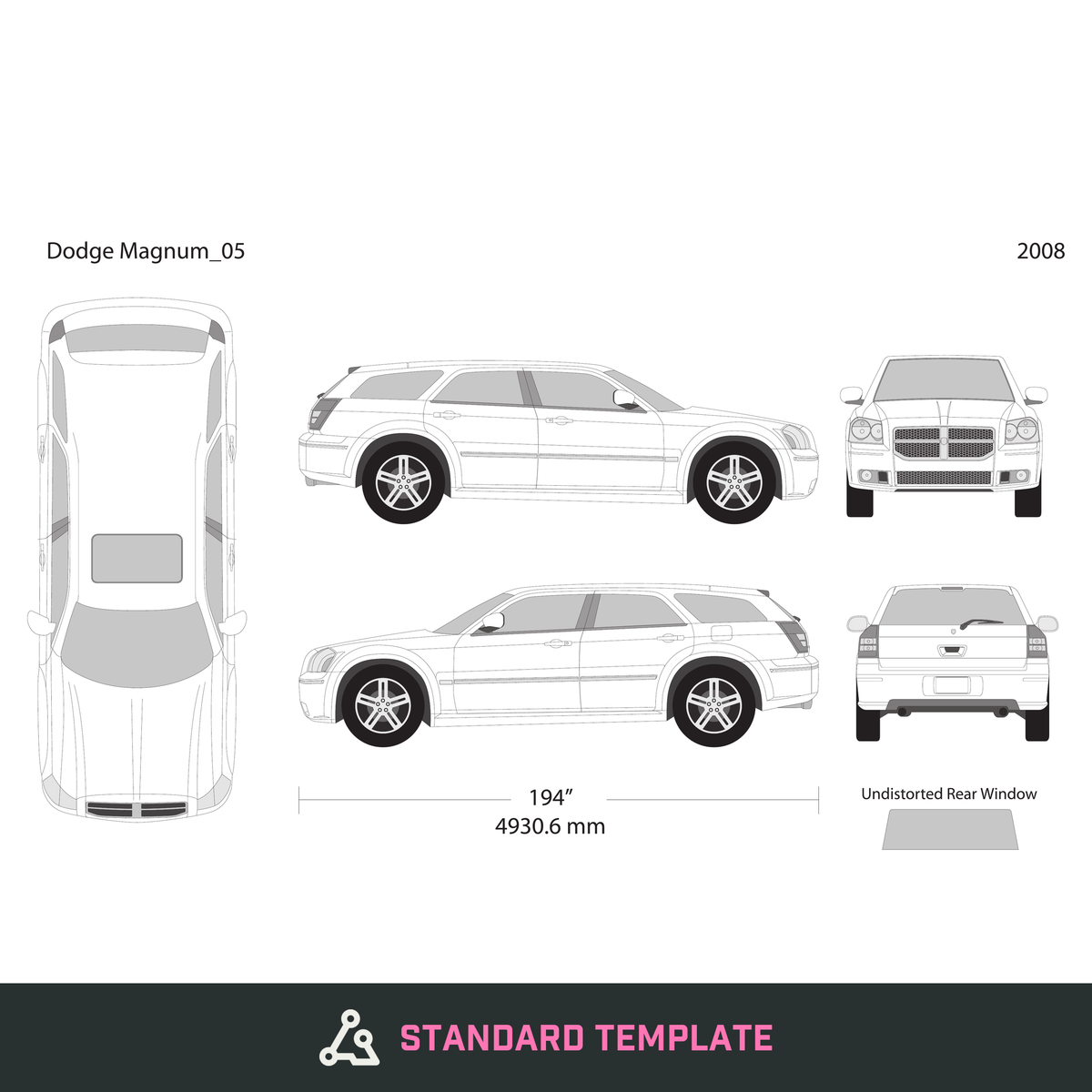 2008 Dodge Magnum vector wrap template, Design-Ready PDF - GravBase