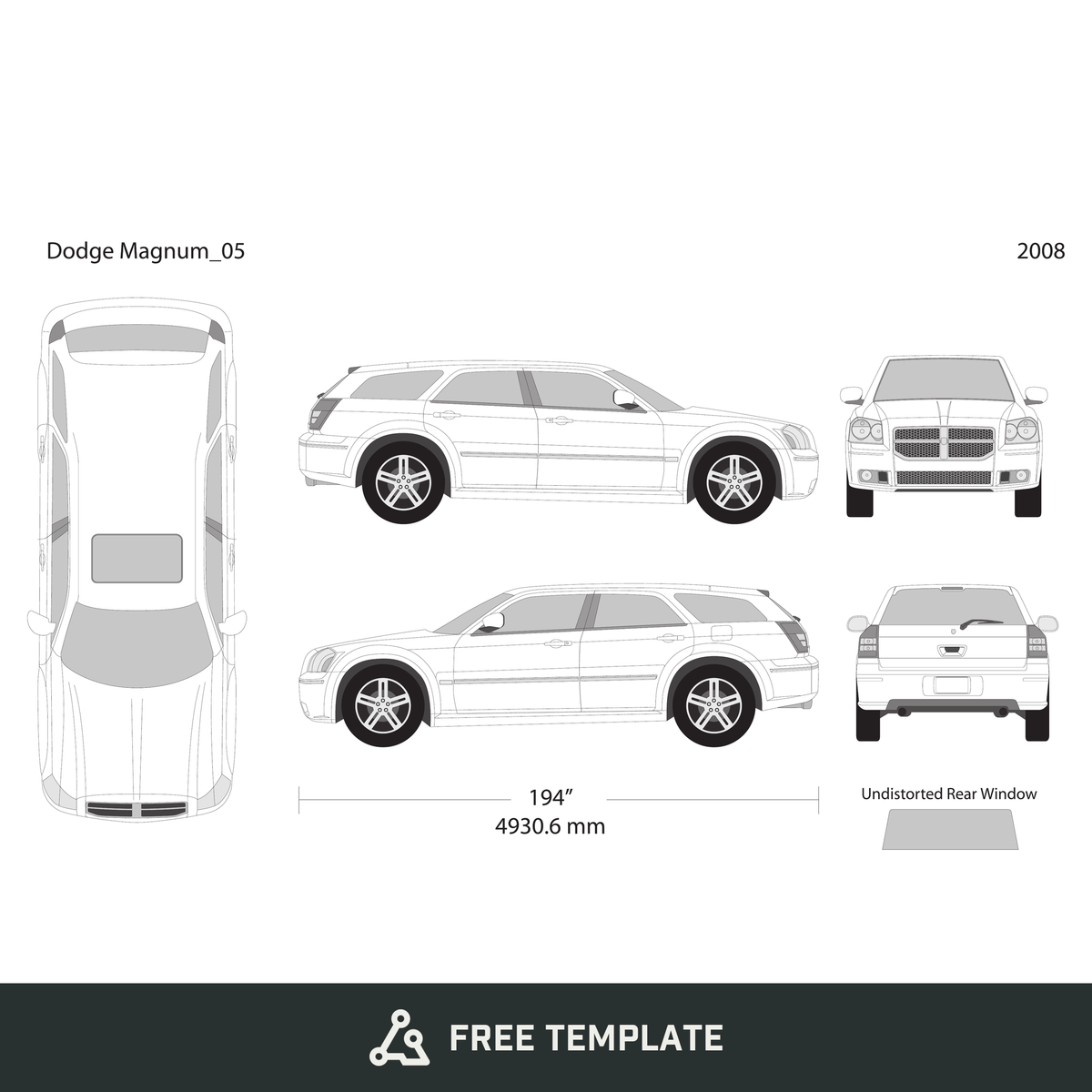2008 Dodge Magnum free vector vehicle wrap template - GravBase