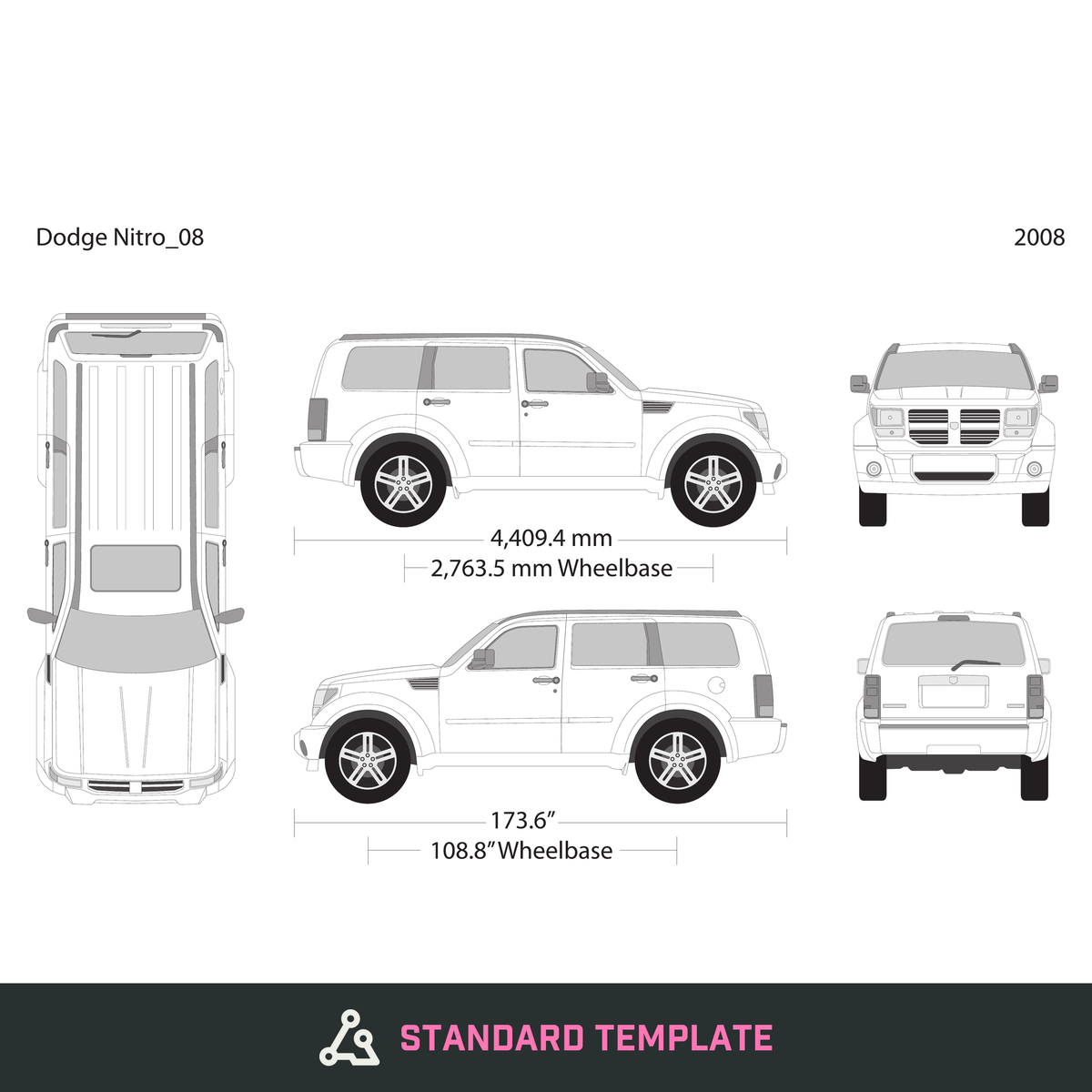 2008 Dodge Nitro vector wrap template, Design-Ready PDF - GravBase