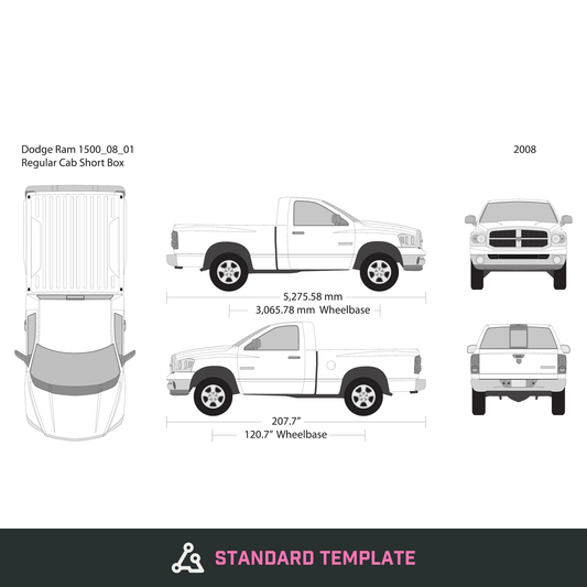 2008 Dodge Ram 1500 vector wrap template V01, Design-Ready PDF - GravBase